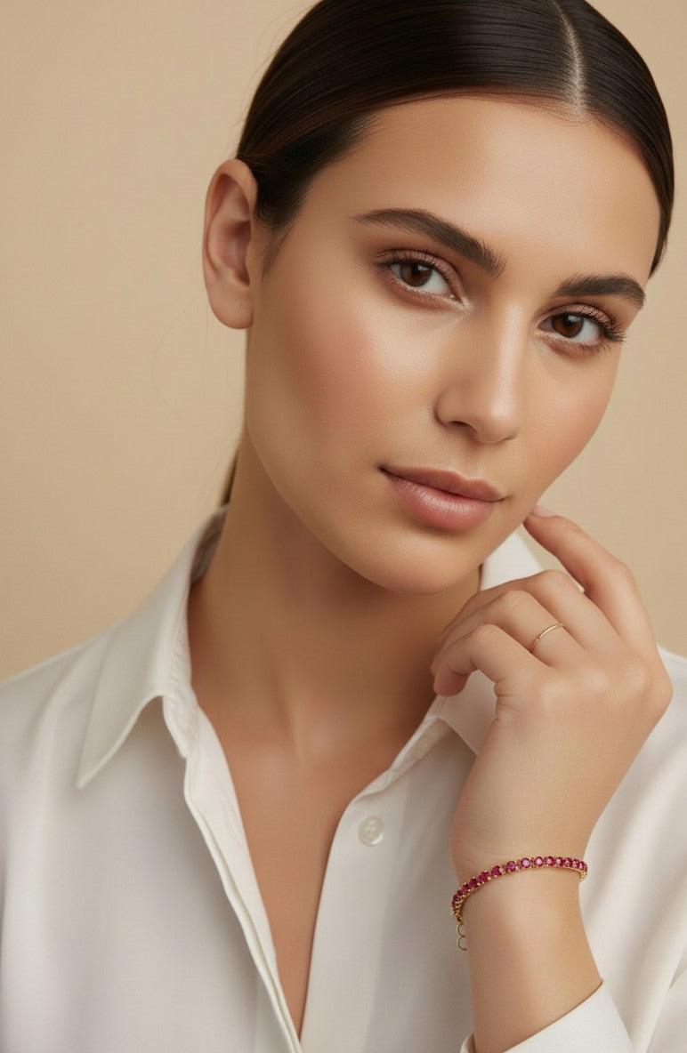 💗 18k Gold Filled Fuchsia CZ Tennis Bracelet — The Boldest Wrist. The Most Joyful Sparkle.