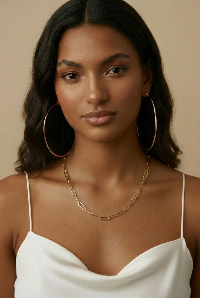 Paperclip Chain Necklace - Classic Link Chain for Women | Premium Layering Jewelry