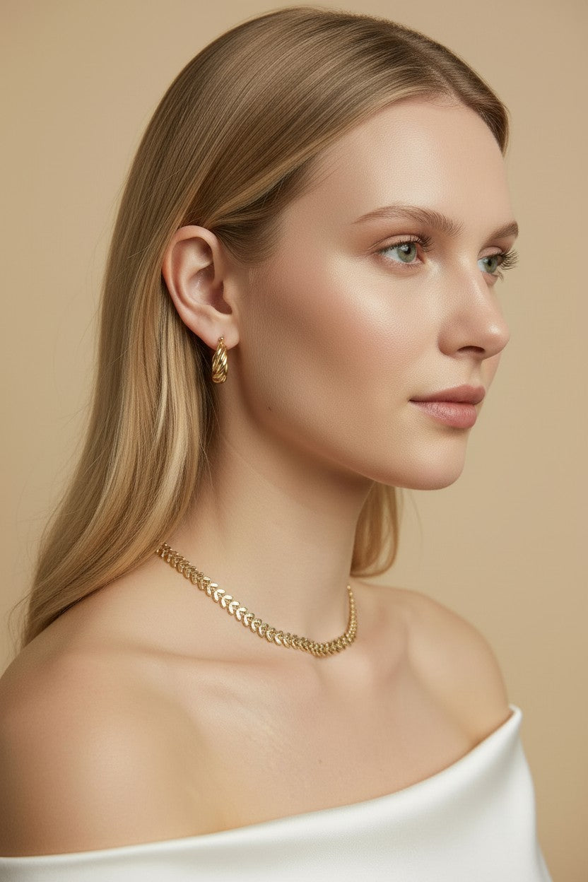 18k Gold Filled Leaf Choker Necklace | Layer-Ready Everyday Style