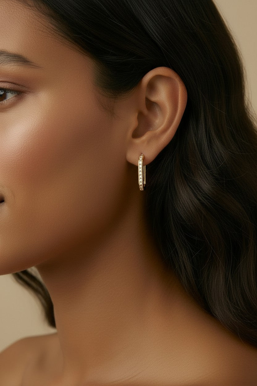 18k Gold Filled Square C-Hoop Earrings | Modern Geometry, Classic Elegance