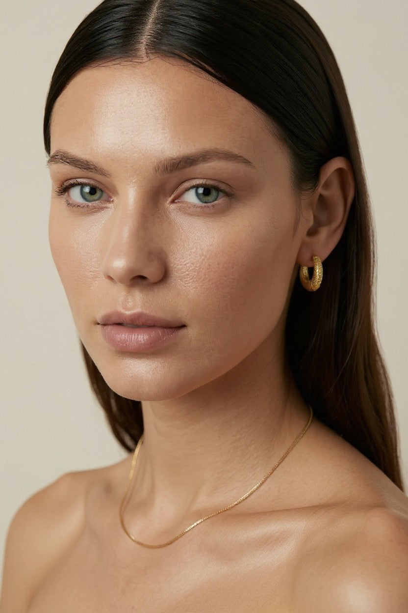 18k Gold Filled Textured Clicker Hoop Earrings | Curated Ear Stack Essential