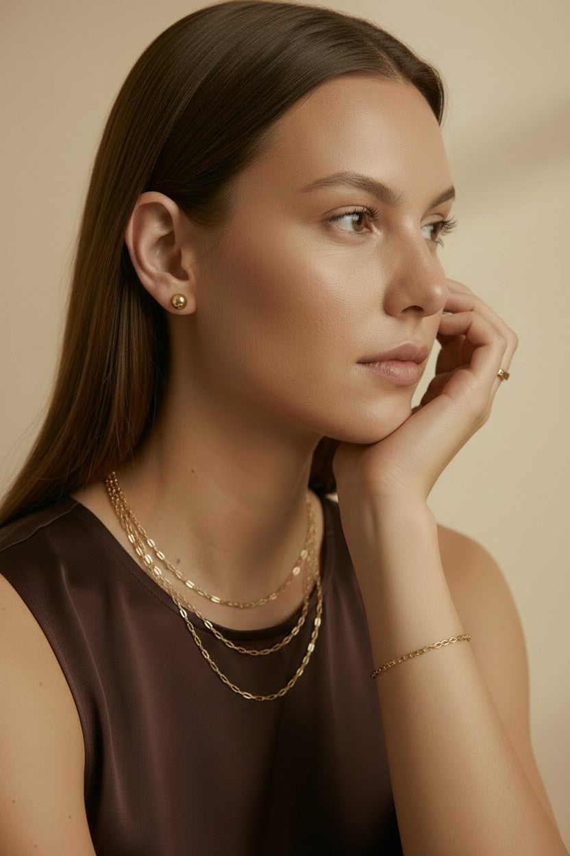 18k Gold Filled Diamond Cut Mirror Chain Necklace | Brilliant Light-Catching Sparkle