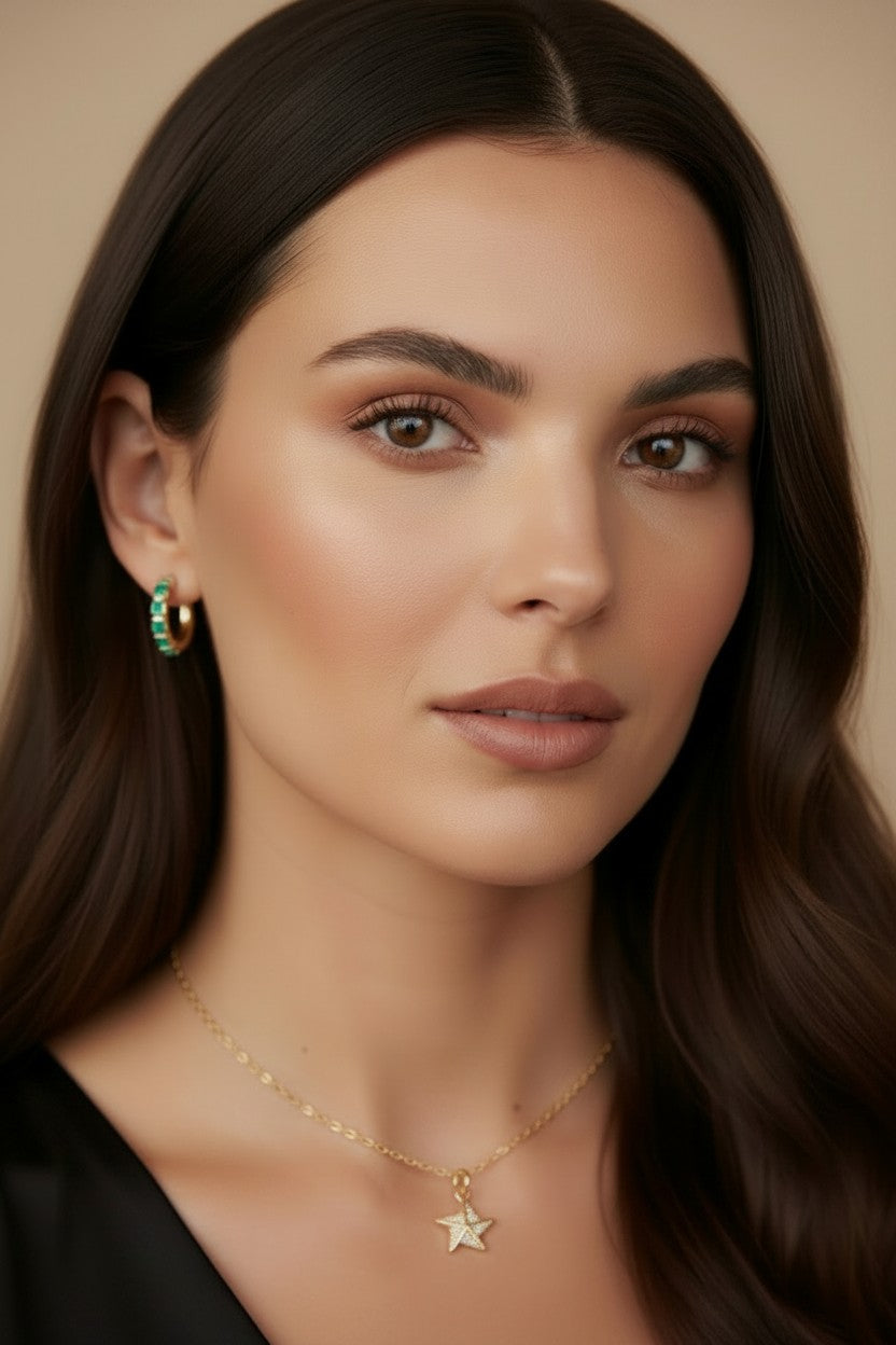 18k Gold Filled Stella a Mulinello CZ Necklace | Italian-Inspired Celestial Elegance