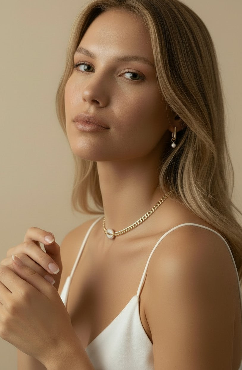 18k Gold Filled Cowrie Shell CZ Choker Necklace | Coastal Chic Meets Modern Glamour