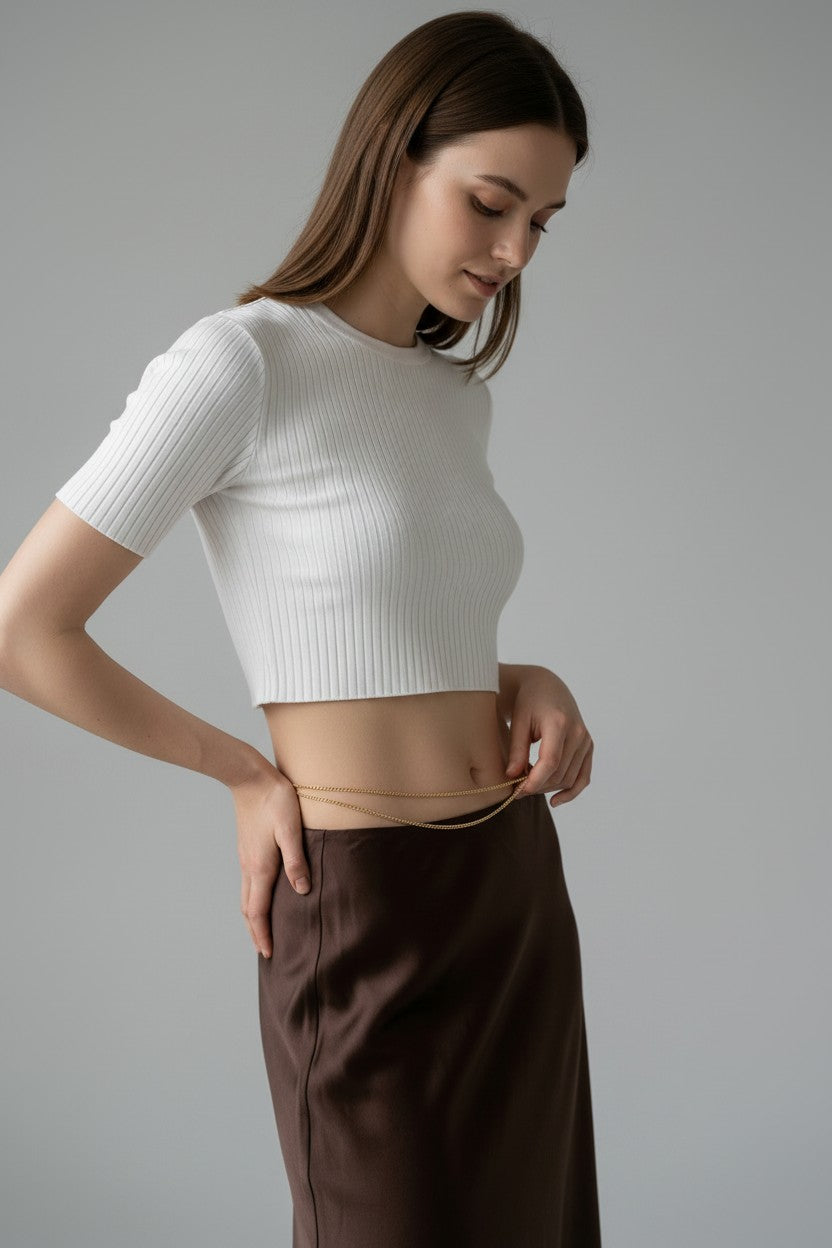 18k Gold Filled Double Belly Chain | Dainty Paperclip Body Jewelry