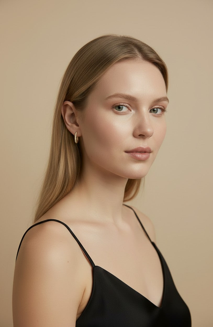 18k Gold Filled U-Shaped CZ Clicker Hoop Earrings | In &amp; Out Sparkle
