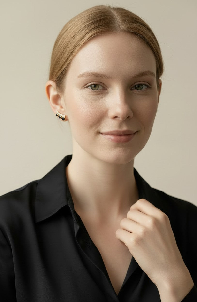 18k Gold Filled Triple Stone Ear Climber Earrings | True Craftsmanship