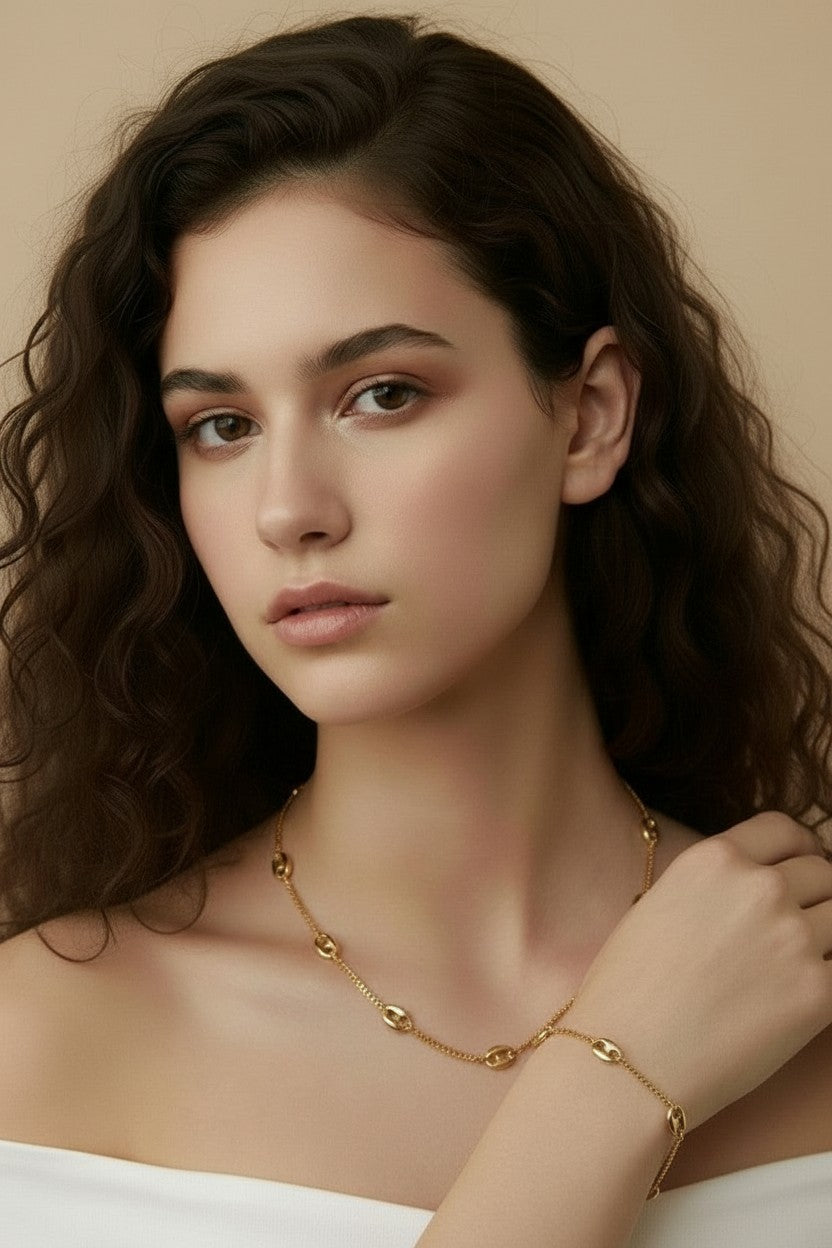 18k Gold Filled Fancy Box Chain Bracelet | Sophisticated Dimensional Texture