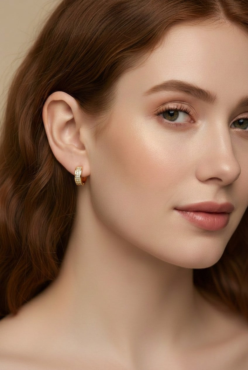 ✨ 18k Gold Filled Wide CZ Clicker Hoop Earrings — More Width. More Sparkle. Three Sizes.