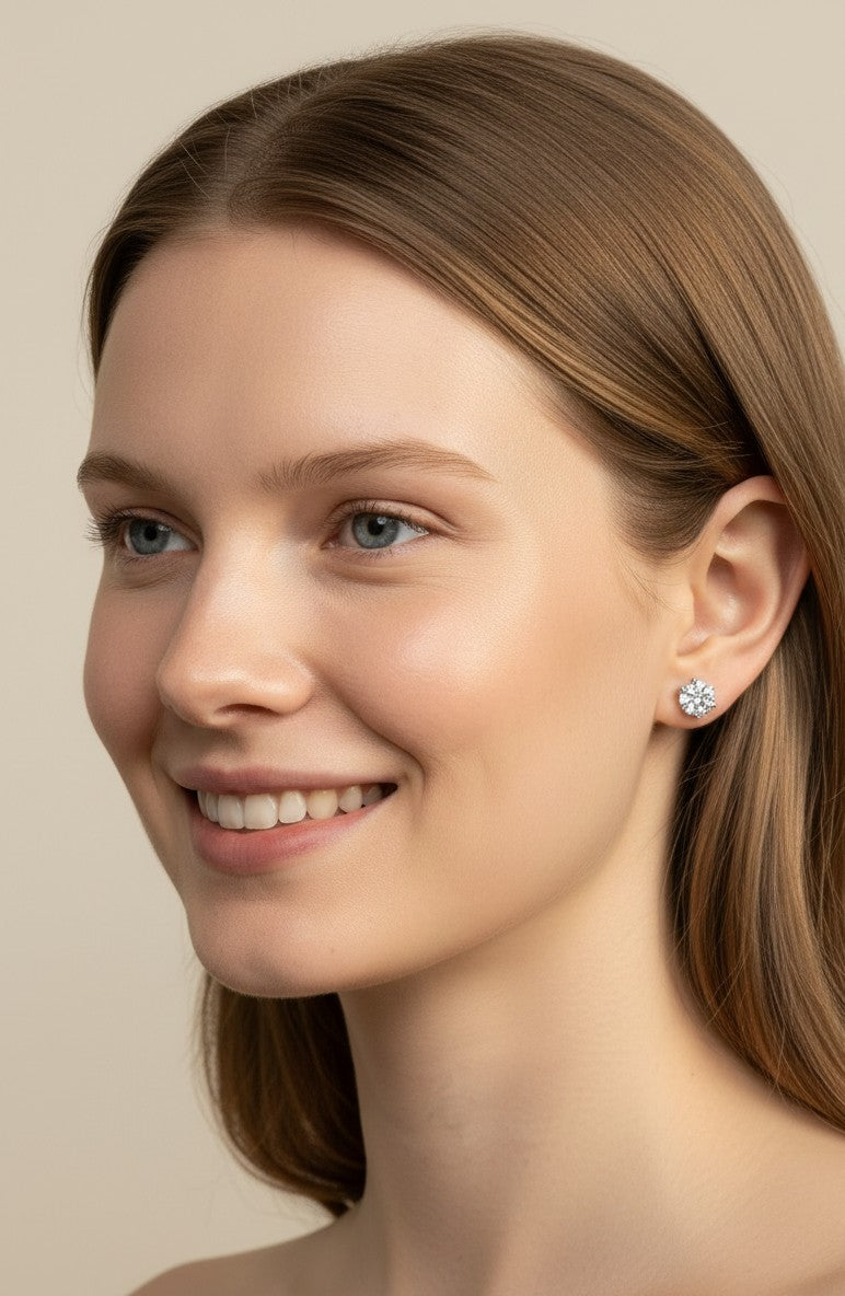💎 .925 Sterling Silver Moissanite Solitaire Stud Earrings — 1.0ct Each. GRA Certified. The Stud That Outshines Diamond.