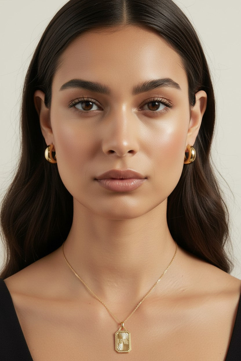 💛 18k Gold Filled Vintage Love Plaque Necklace — The Word That Matters Most, Worn Largest.