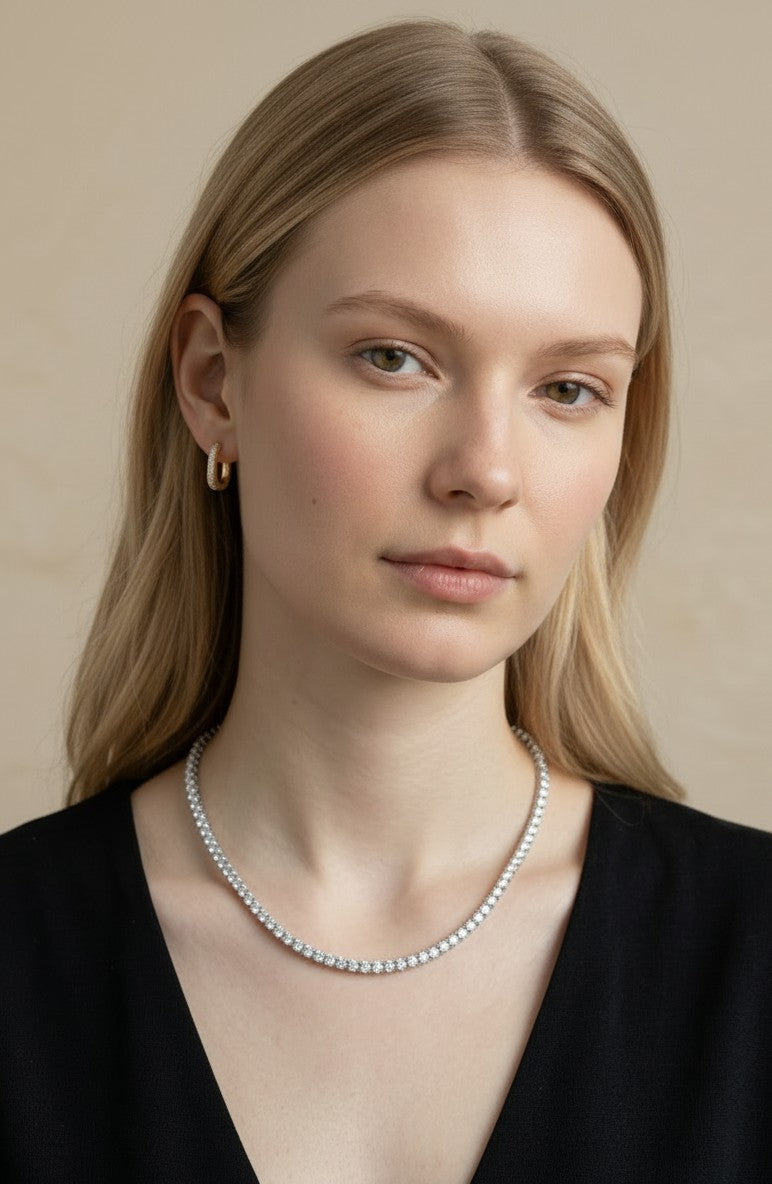 💎 .925 Sterling Silver Moissanite Tennis Necklace — GRA Certified. Diamond-Like Fire. The Necklace That Outshines Everything.