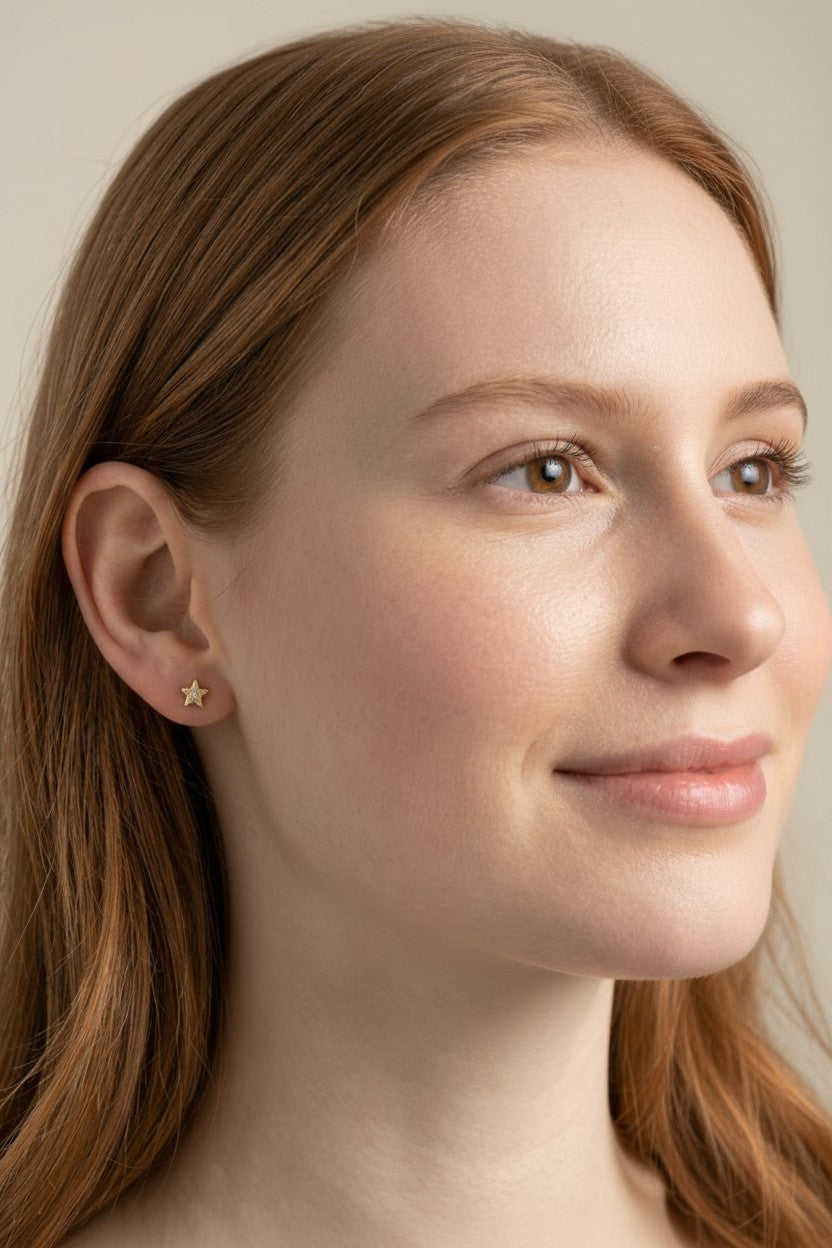 18k Gold Filled Star Stud Earrings | Whimsical Celestial Charm