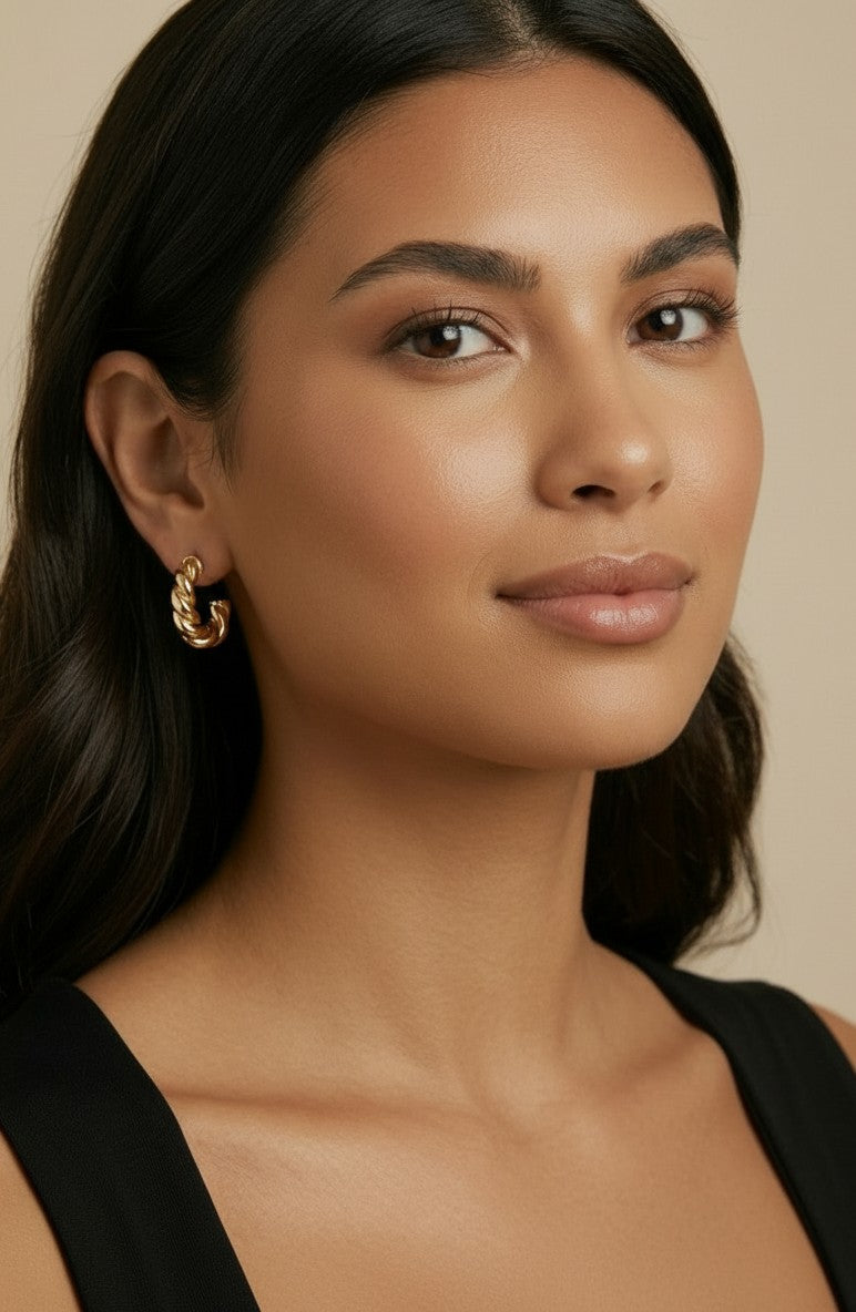 ✨ 18k Gold Filled Croissant Hoop Earrings — The Twisted Tube Classic. Now With Push-Back Closure.