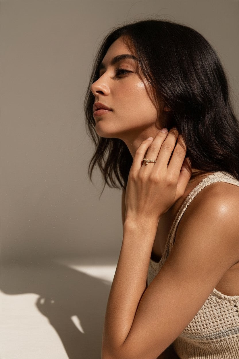 ✨ 18k Gold Filled Domed Pavé CZ Lattice Band Ring — Sculpted Profile. Lattice Sparkle. The Most Three-Dimensional Ring.