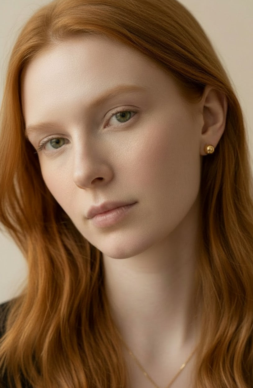 14k Solid Gold Dainty Sphere Earrings | Minimalist Everyday Studs