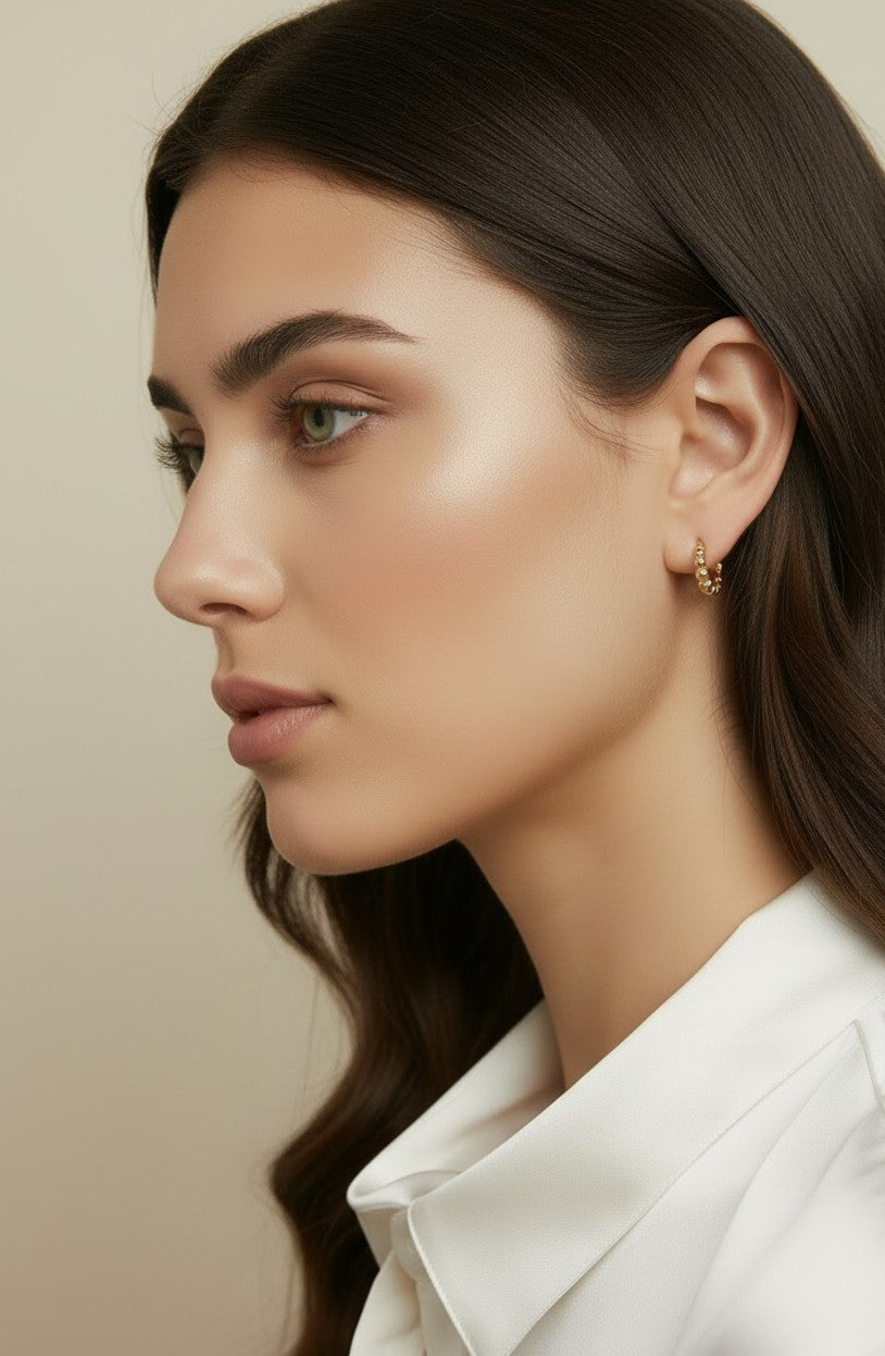 ✨ 18k Gold Filled Gradient Beaded Clicker Hoop Earrings — Small to Large. The Hoop That Builds as It Goes.