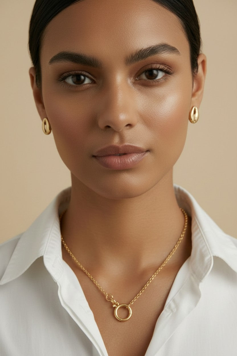 18k Gold Filled Cowrie Shell Stud Earrings | Symbol of Womanhood & Heritage
