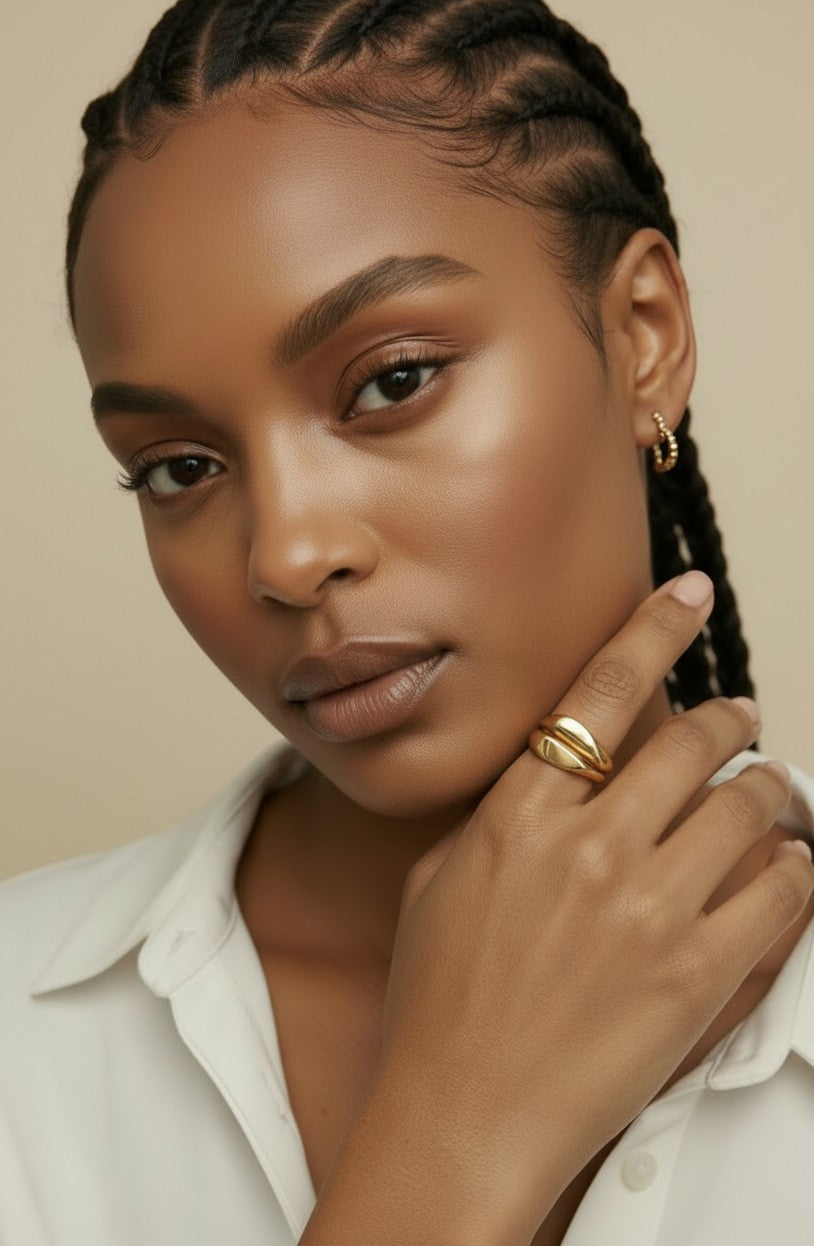 💛 18k Gold Filled Polished Heart Double Ring — Two Bands. One Heart. The Ring That Reveals Itself.