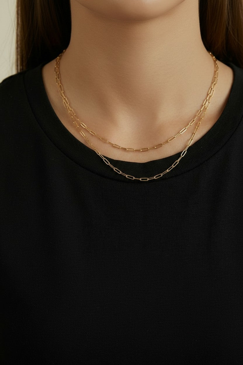 18k Gold Filled Mini Paperclip Chain Necklace | Delicate Everyday Style