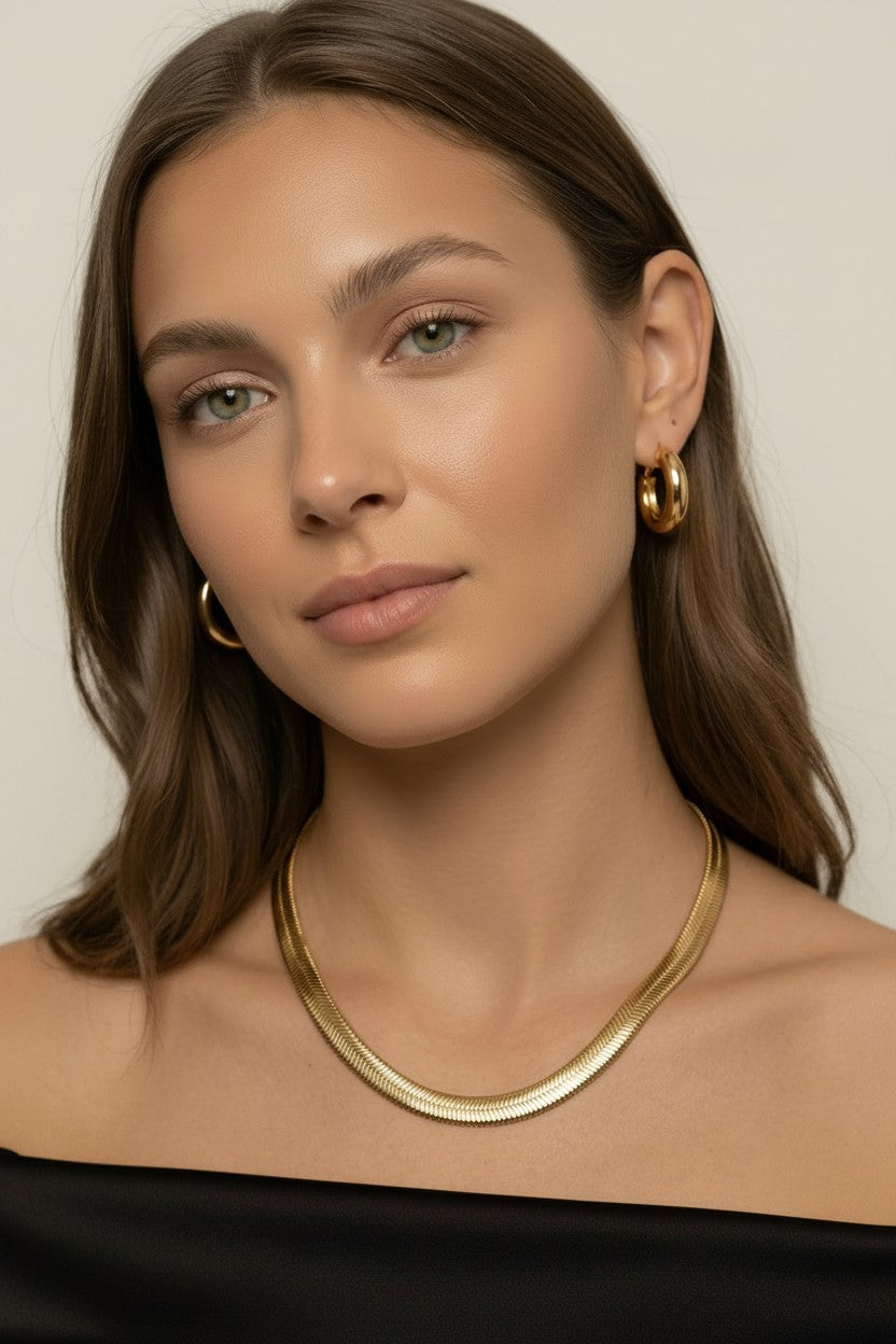 18k Gold Filled 8mm Fancy Thick Snake Chain Necklace | Bold Luxurious Statement
