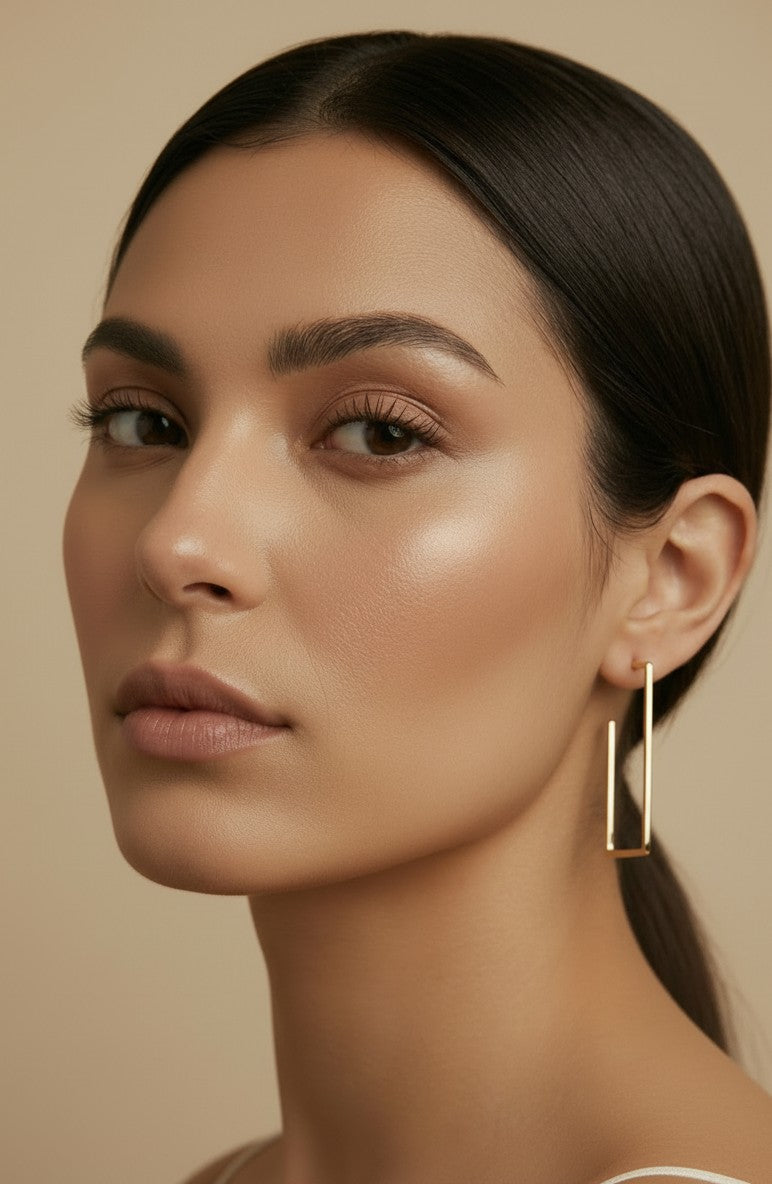 18k Gold Filled Square Wire Semi-Hoop Earrings | Geometric Everyday Style