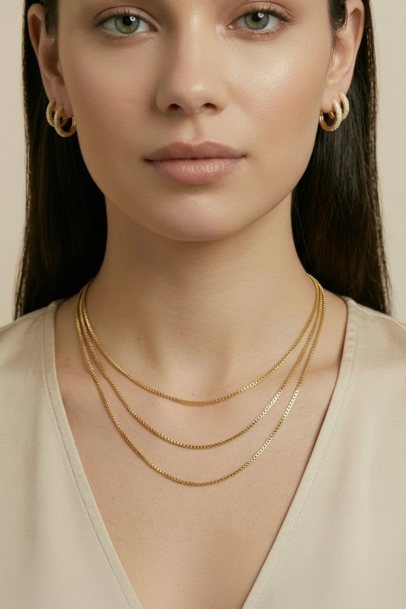 18k Gold Filled 1.2mm Box Chain Necklace | Fine Everyday Essential