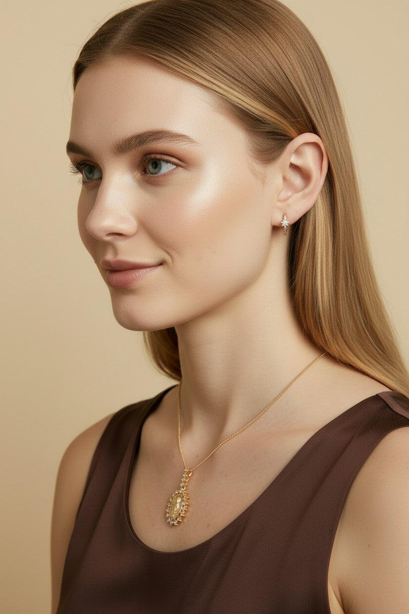 18k Gold Filled Double Sided Lady Mother of Grace Pendant