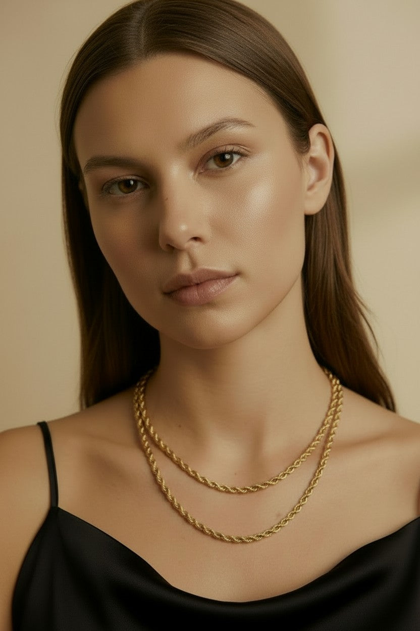 18k Gold Filled 3.0mm Rope Chain Necklace | Bold Classic Style