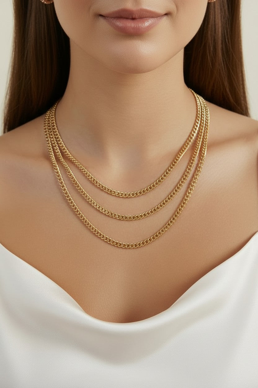 18k Gold Filled Double Curb Chain Necklace | 4mm Bold Everyday Style