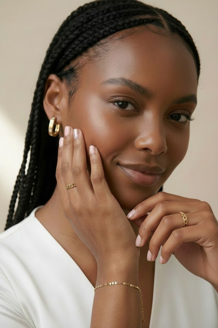 18k Gold Filled Mini Flat Dots Chain Bracelet | Dainty Everyday Texture