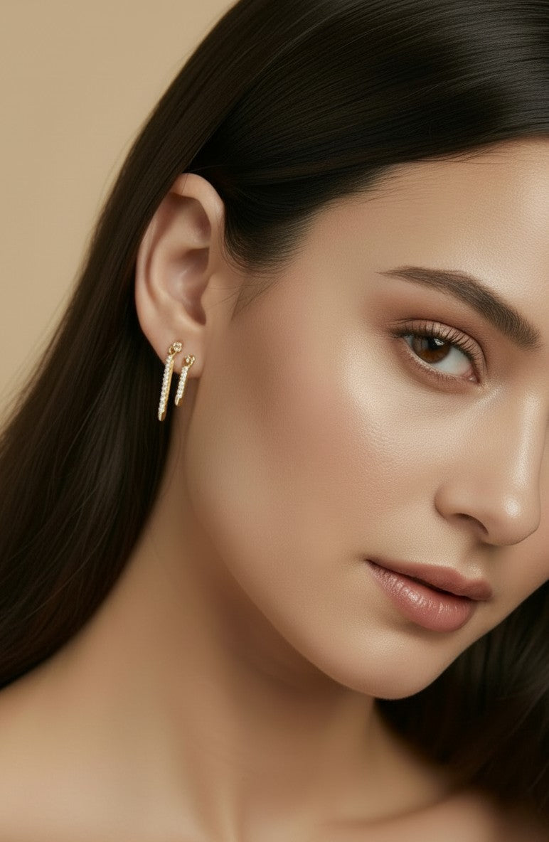 ⚡ 18k Gold Filled Pavé CZ Spear Drop Earrings — Fully Crystalline. Directionally Pointed. Two Lengths