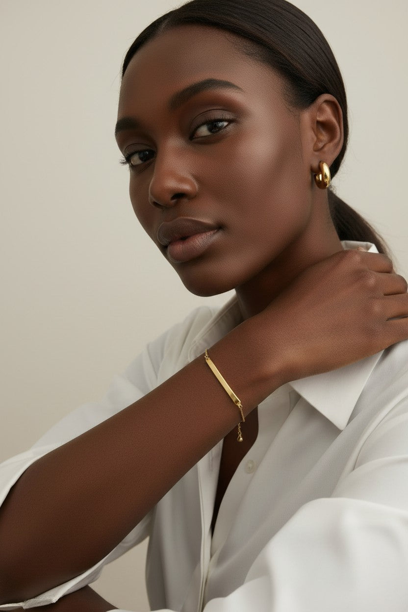 18k Gold Filled Polished Bar Bracelet | Sleek Minimalist Elegance