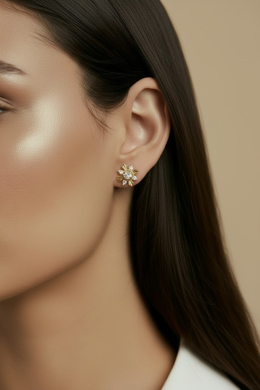 18k Gold Filled 2-Part Round Stud Earrings | Two Looks in One