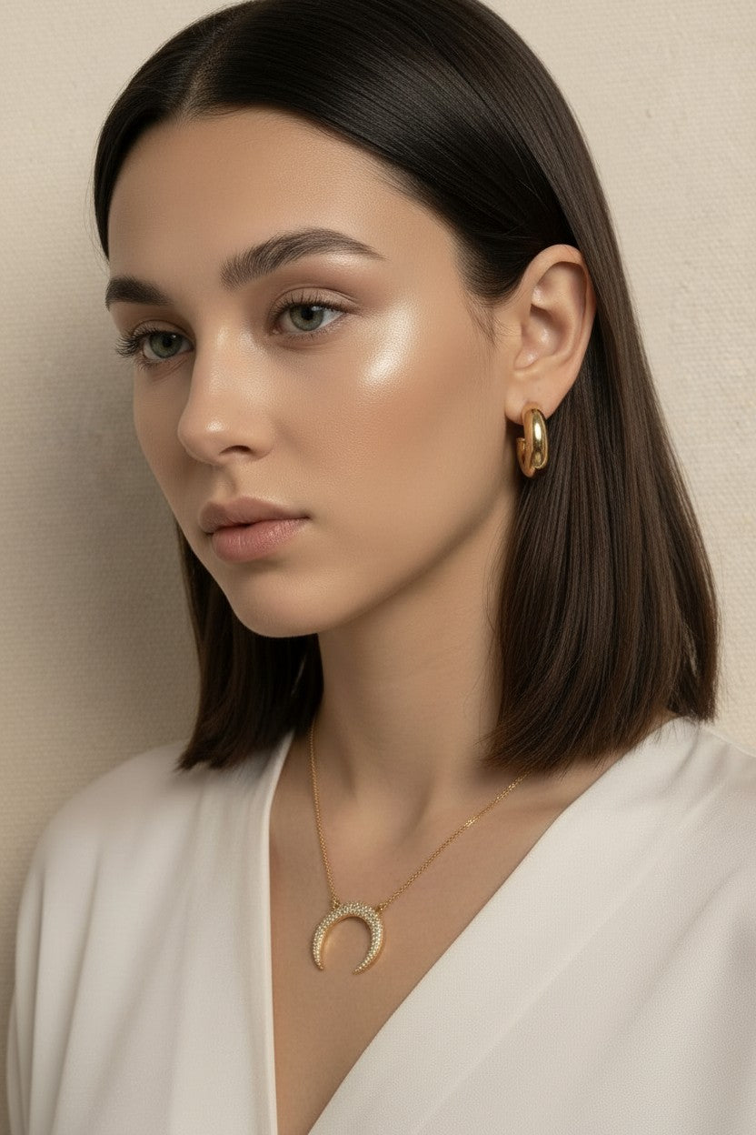 18k Gold Filled Small Hollow Tube Semi Hoop Earrings | A Collection Essential