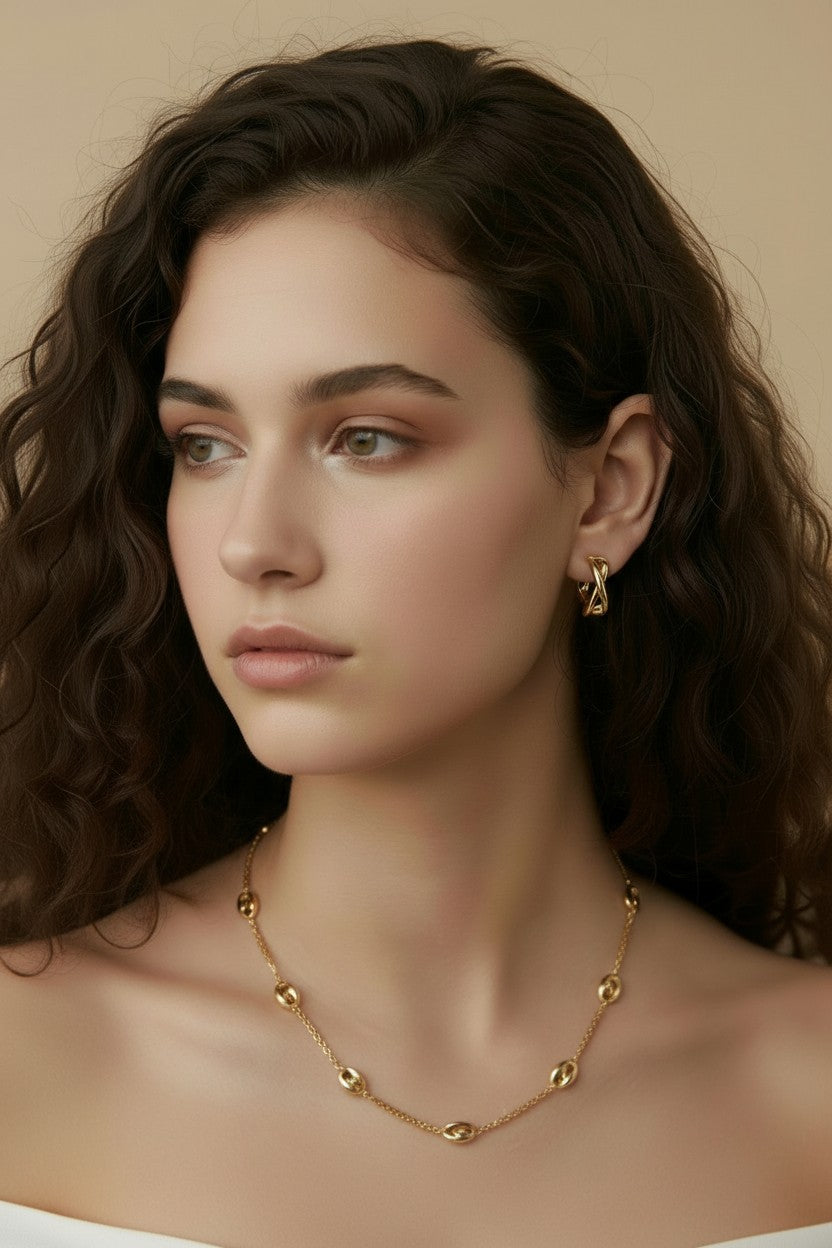 18k Gold Filled X Clicker Hoop Earrings | Distinctive Everyday Elegance