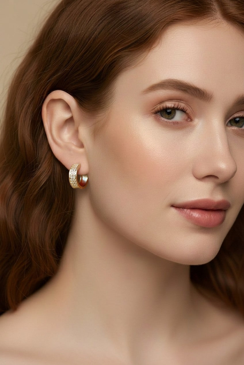 ✨ 18k Gold Filled Wide CZ Clicker Hoop Earrings — More Width. More Sparkle. Three Sizes.