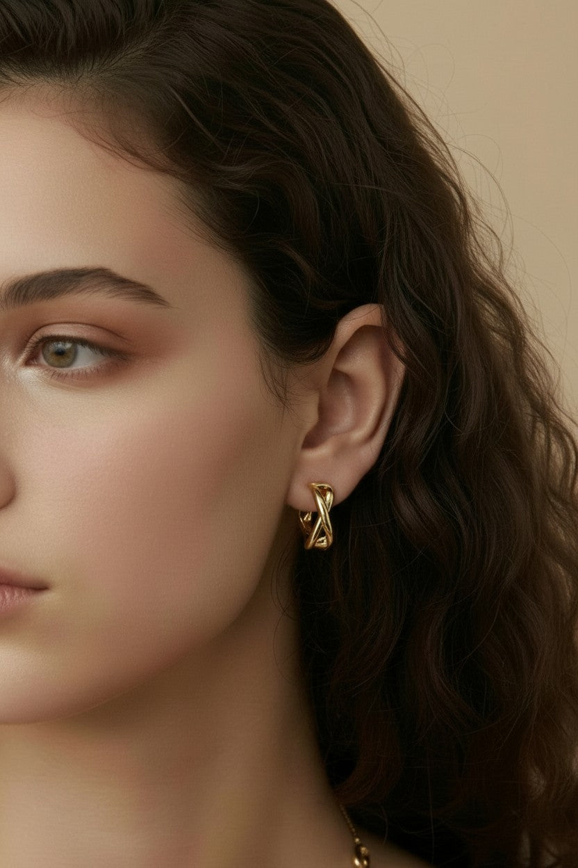 18k Gold Filled X Clicker Hoop Earrings | Distinctive Everyday Elegance