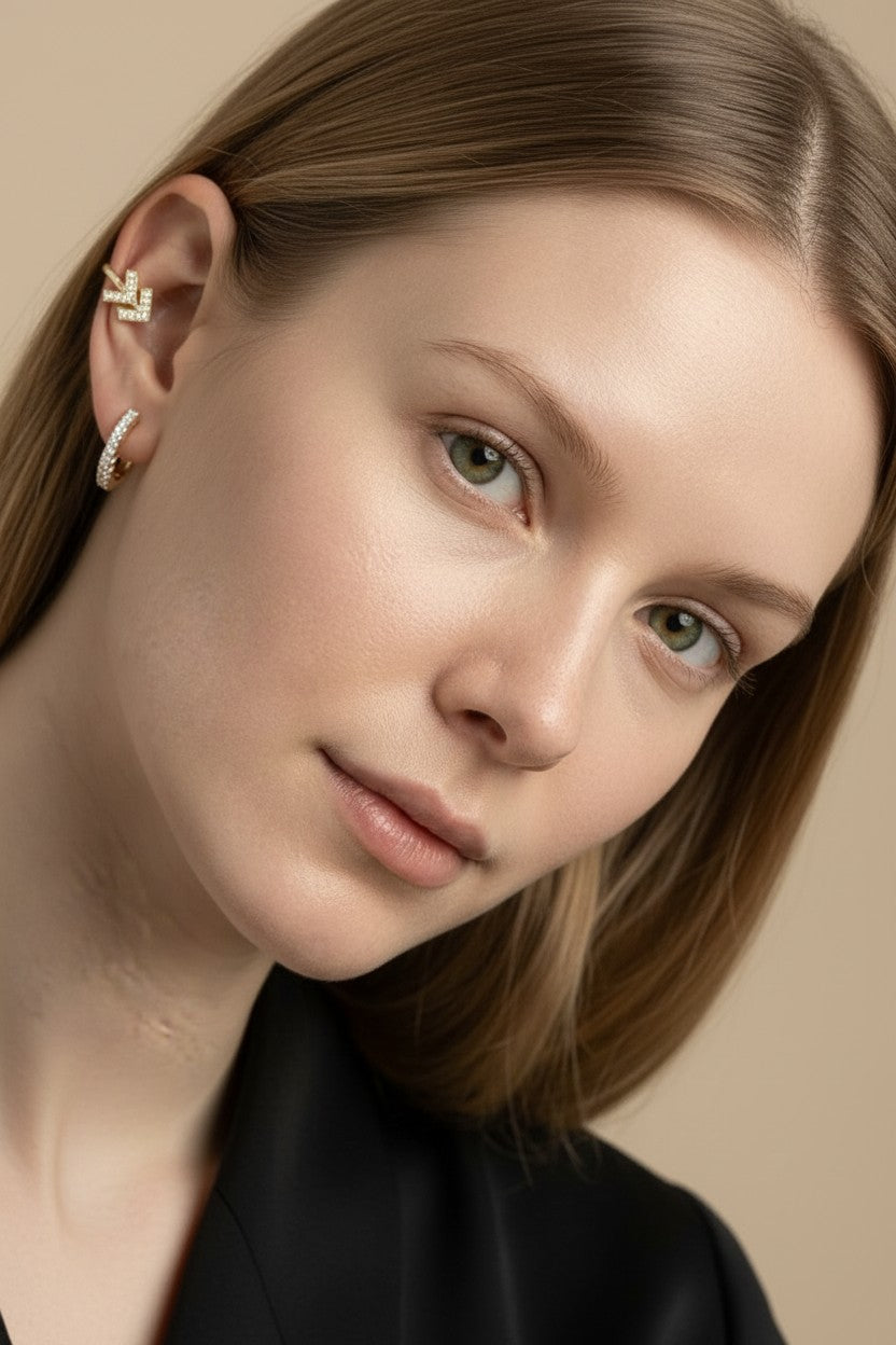 18k Gold Filled Arrow Chevron CZ Ear Cuff | Refined Everyday Sparkle