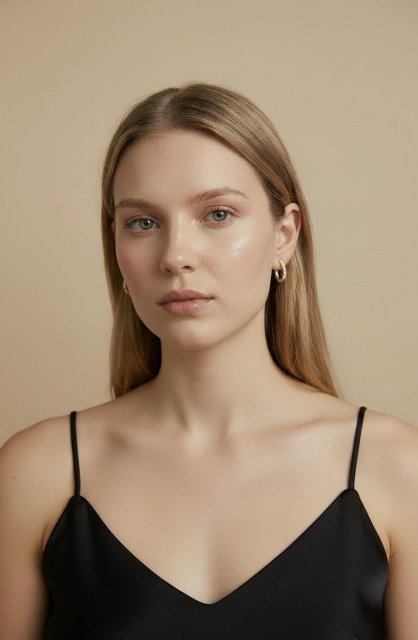 18k Gold Filled U-Shaped CZ Clicker Hoop Earrings | In &amp; Out Sparkle