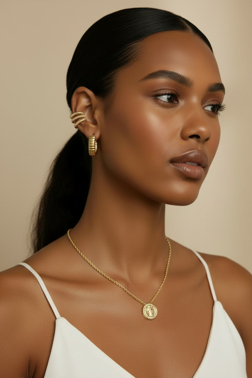 18k Gold Filled Petite Double-Sided Saint Benedict Coin Necklace | Faith & Protection