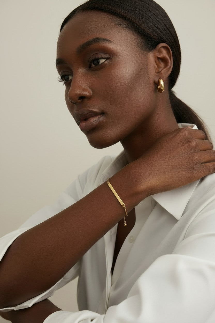 18k Gold Filled Polished Bar Bracelet | Sleek Minimalist Elegance
