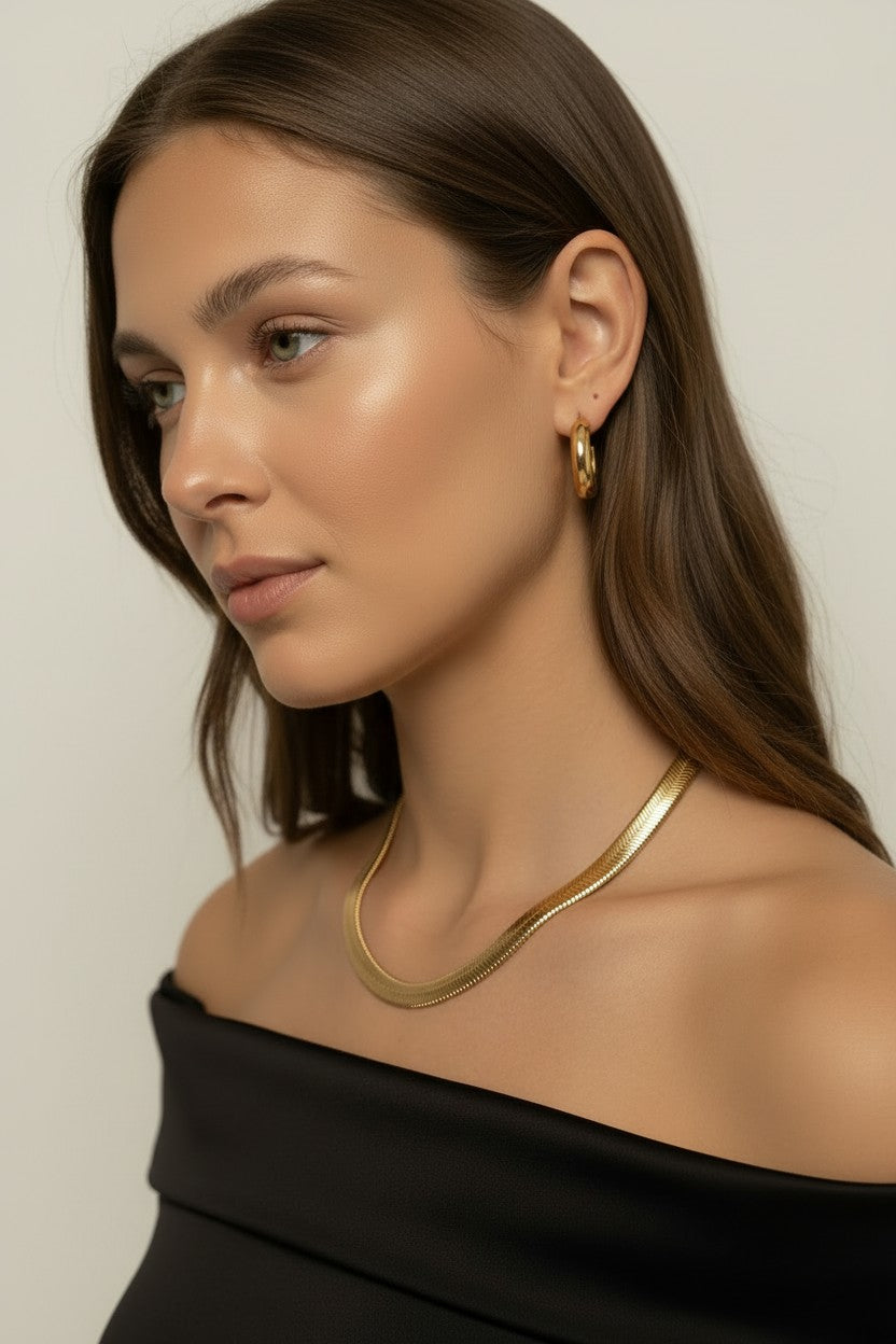 18k Gold Filled 8mm Fancy Thick Snake Chain Necklace | Bold Luxurious Statement