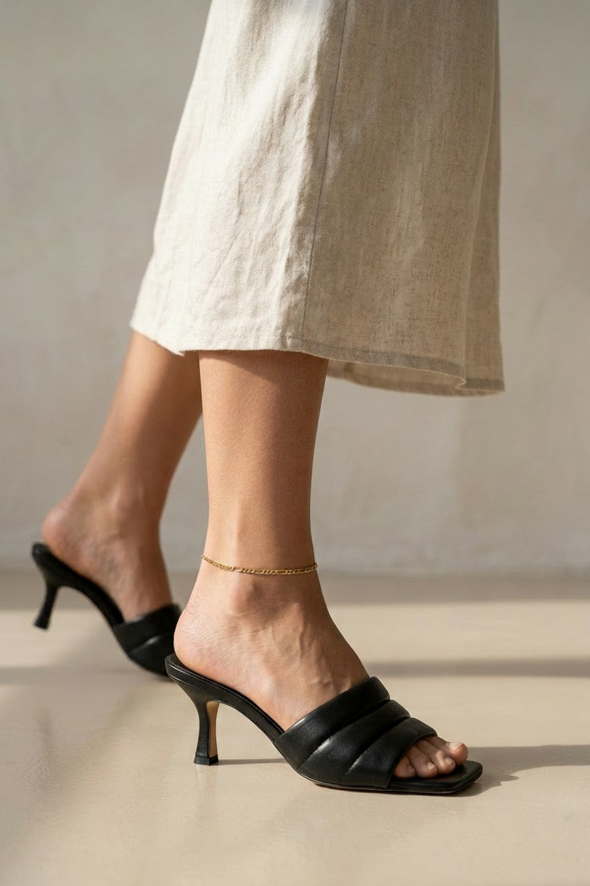 18k Gold Filled 3x1 Rounded Figaro Chain Anklet | Classic Italian-Inspired Style