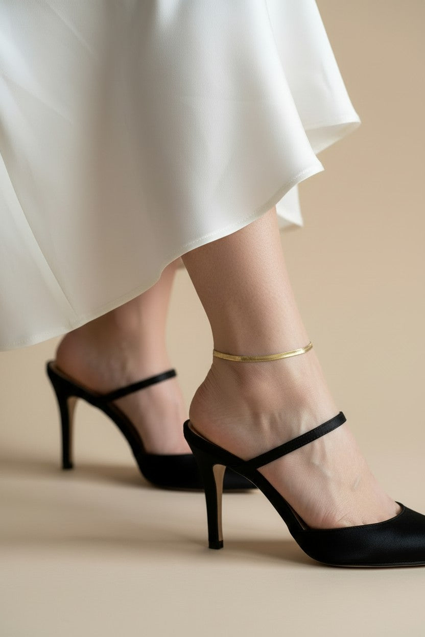 18k Gold Filled Herringbone Chain Anklet | Sophisticated Summer Essential