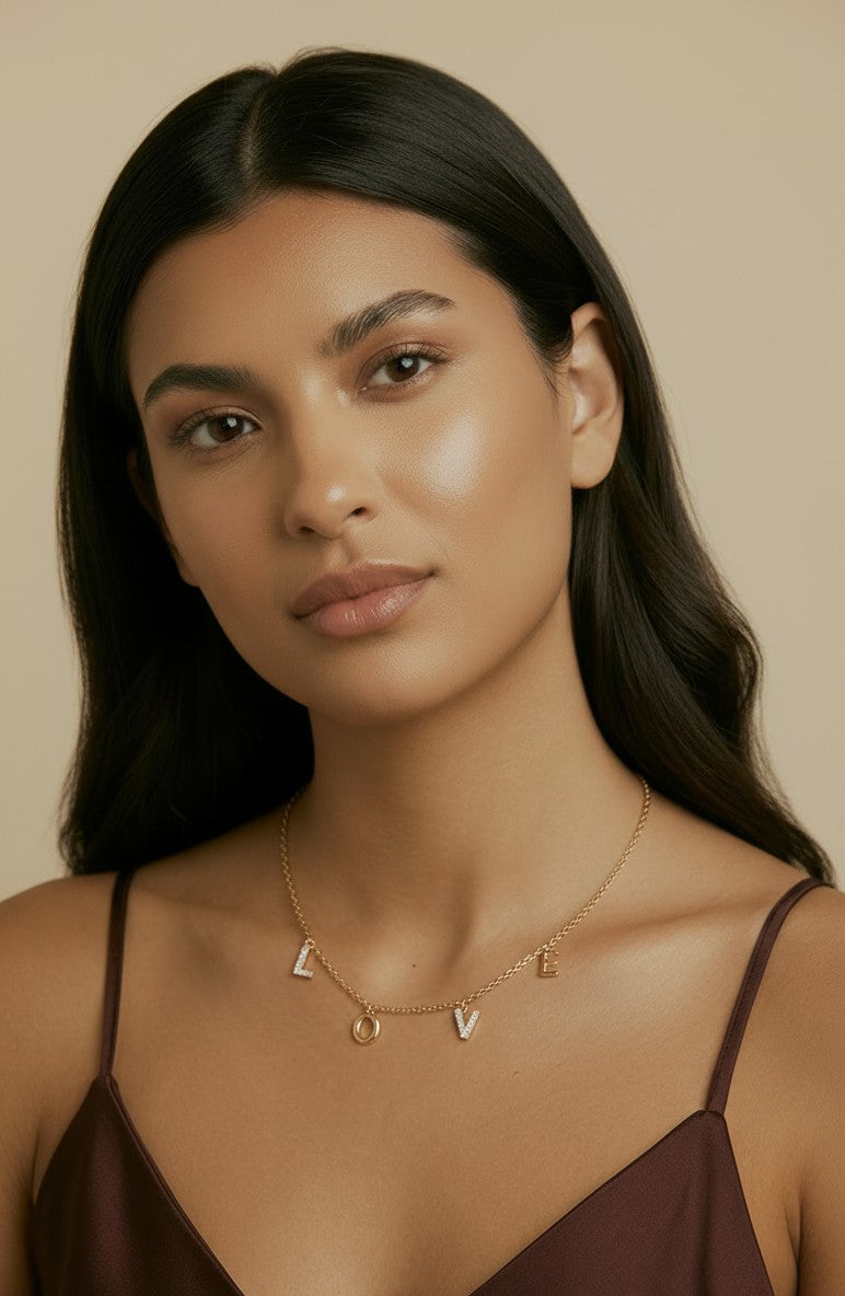 ✨18k Gold Filled Dainty Love Letters Necklace | Delicate 1.3mm Link Chain