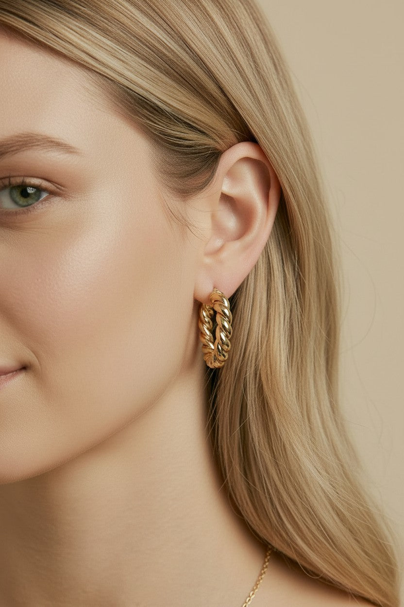 18k Gold Filled Croissant Hoop Earrings | Sophisticated & Exclusive