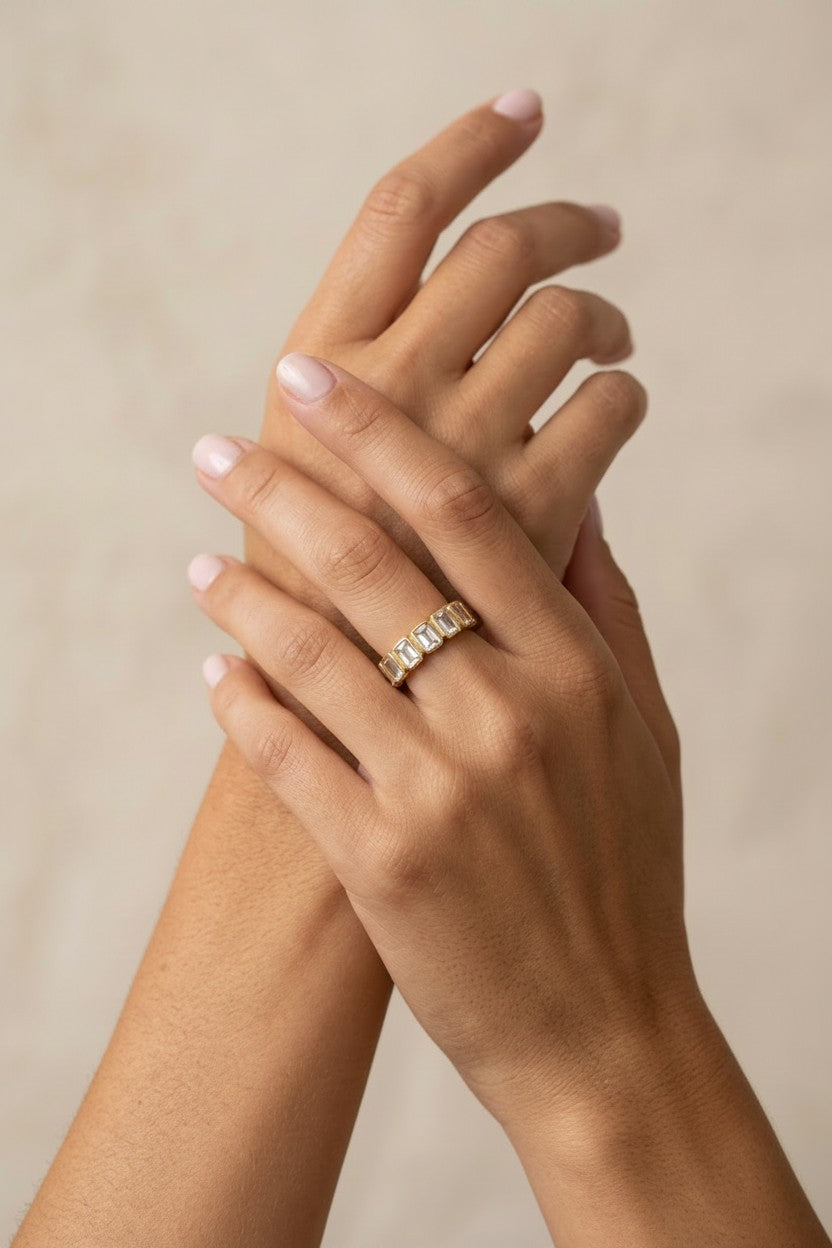 18k Gold Filled Thin Line CZ Ring | Stackable Minimalist Sparkle