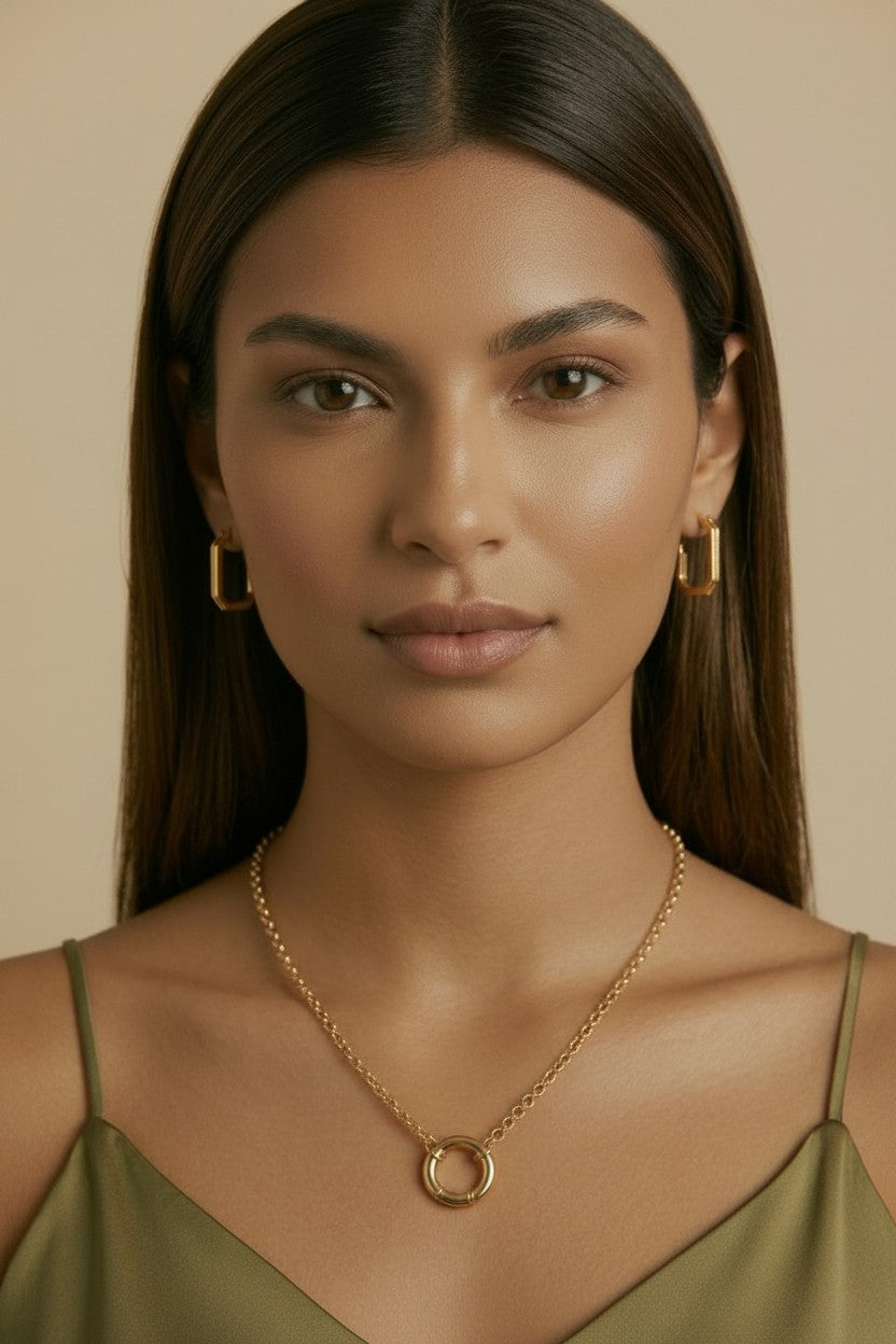 18k Gold Filled Square C-Hoop Earrings | Modern Geometry, Classic Elegance