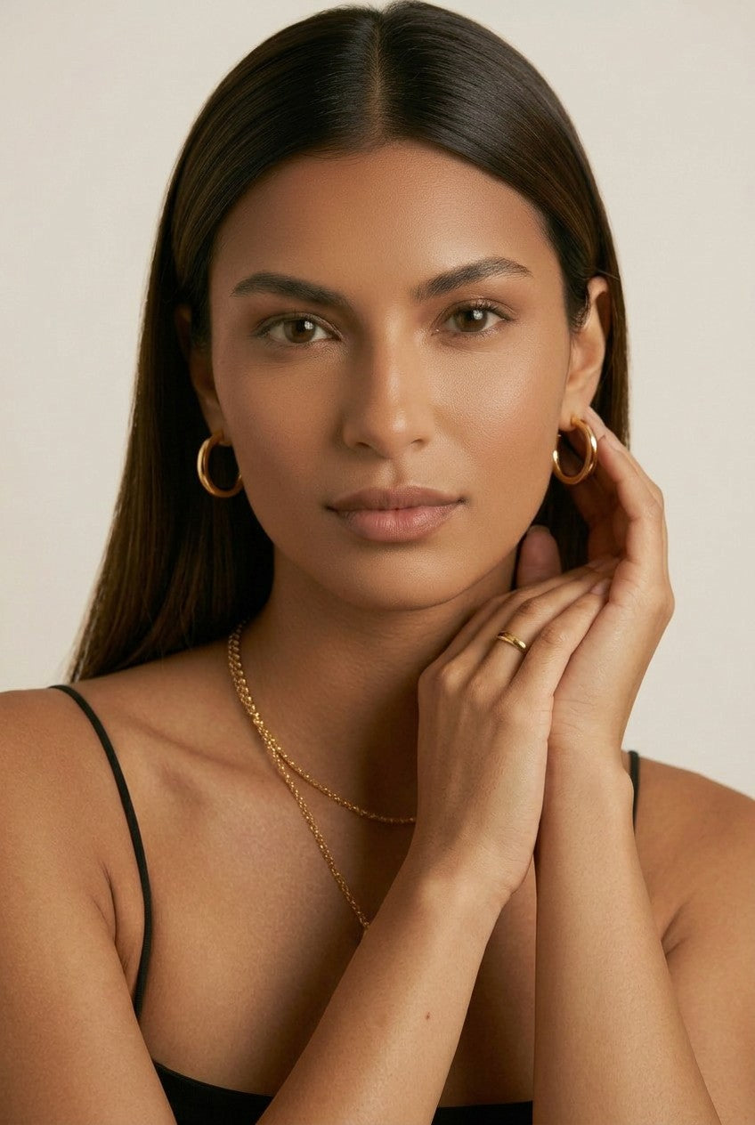 18k Gold Filled Classic Tube C-Hoop Earrings | Available in 3 Sizes